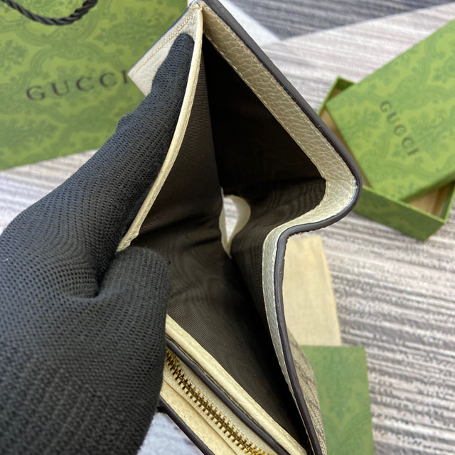 【GUCCI】グッチ 598587 ダブルG バイカラー ミディアム ウォレット ホワイト＆エボニー