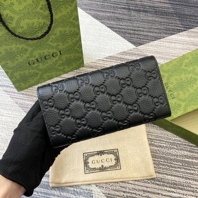 【GUCCI】グッチ 815922〔GGエンブレム〕コンチネンタルウォレット ブラック