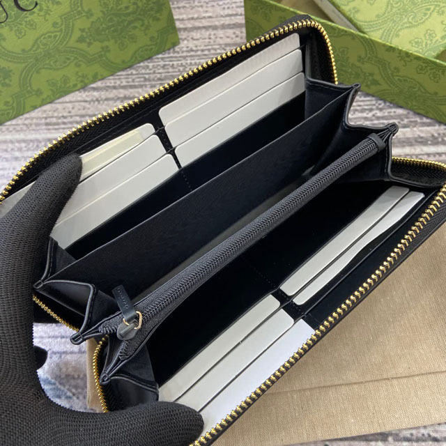 【GUCCI】グッチ 819122〔GGエンブレム〕ジップアラウンドウォレット ベージュ＆ブラック