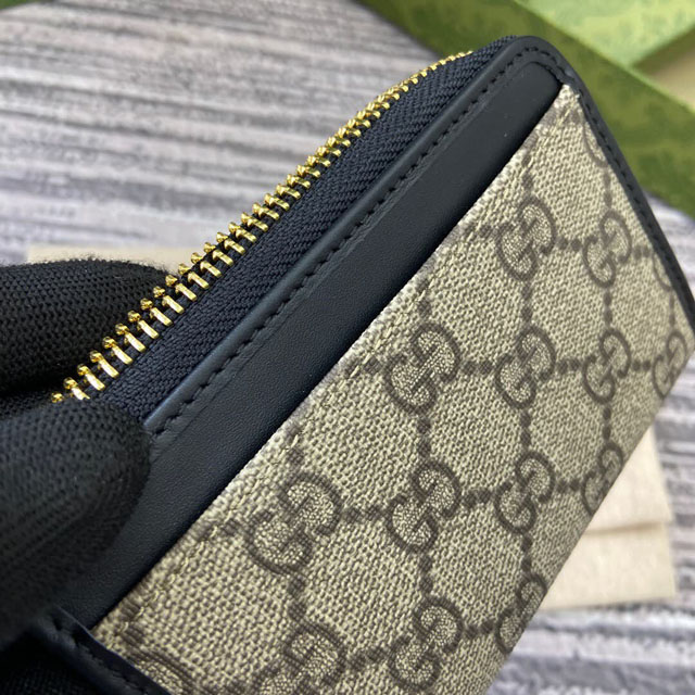 【GUCCI】グッチ 821804 GGエンブレム ジップ カードケース ベージュ＆ブラック 