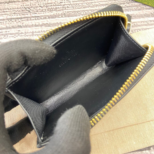 【GUCCI】グッチ 821804 GGエンブレム ジップ カードケース ベージュ＆ブラック 