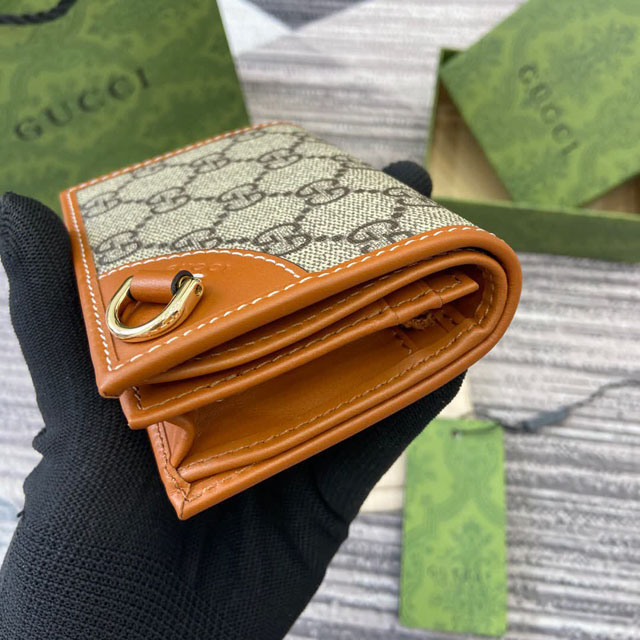 【GUCCI】グッチ 820692〔GGエンブレム〕ミニ ウォレット ベージュ＆ダークブラウン