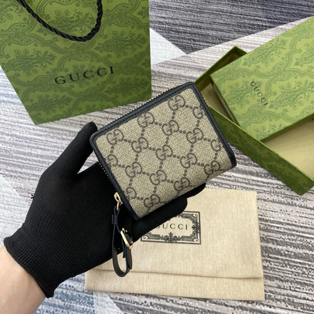 【GUCCI】グッチ 819131〔GGエンブレム〕ミニジップウォレット ベージュ／ブラック