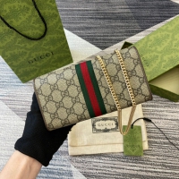 【GUCCI】グッチ 546592 オフィディア GG チェーンウォレット ベージュ＆エボニー 