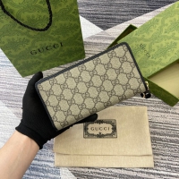 【GUCCI】グッチ 819122〔GGエンブレム〕ジップアラウンドウォレット ベージュ＆ブラック