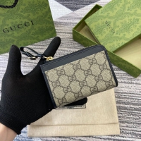 【GUCCI】グッチ 821804 GGエンブレム ジップ カードケース ベージュ＆ブラック 