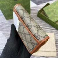 【GUCCI】グッチ 821804 GGエンブレム ジップ カードケース ベージュ＆ブラウン