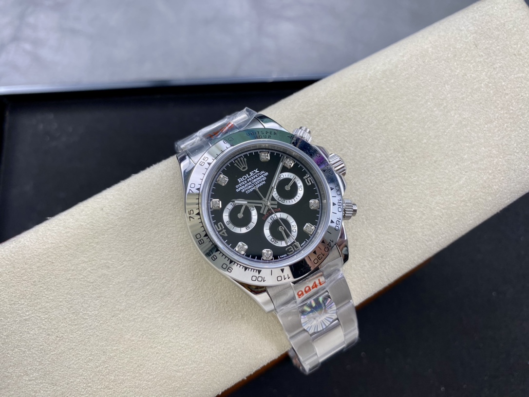 ロレックススーパーコピー コスモグラフ デイトナ 40mm RX002“ブラックダイヤル・ダイヤモンドインデックス” モデル
