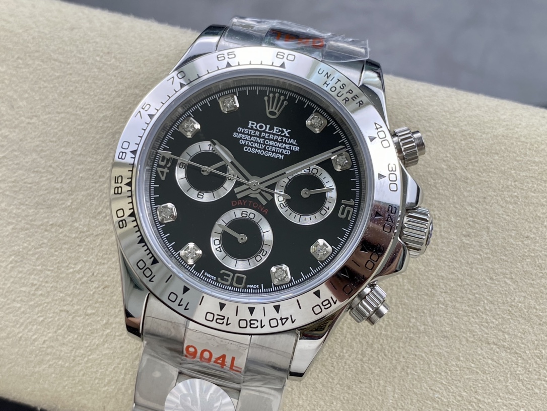 ロレックススーパーコピー コスモグラフ デイトナ 40mm RX002“ブラックダイヤル・ダイヤモンドインデックス” モデル