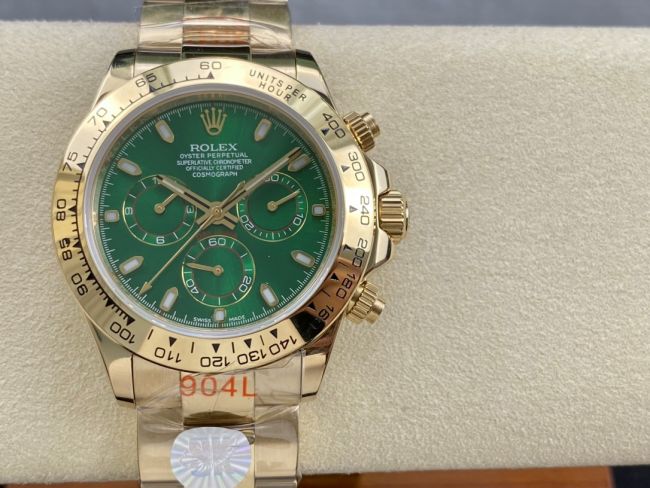 ロレックススーパーコピー コスモグラフ デイトナ 40mm RX003“グリーンダイヤル・ゴールドケース” モデル