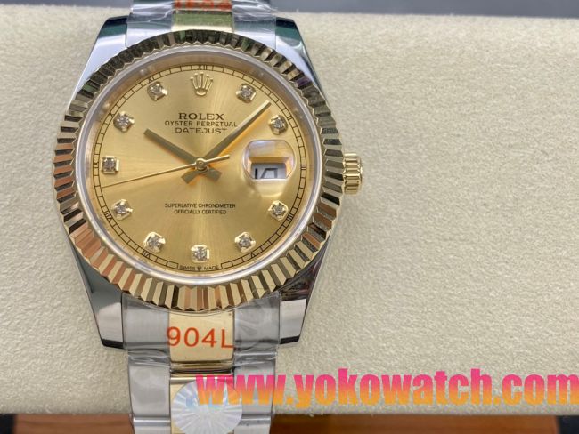 ロレックススーパーコピー デイトジャスト 41mm RX005“シャンパンダイヤル・ダイヤモンドインデックス” モデル  