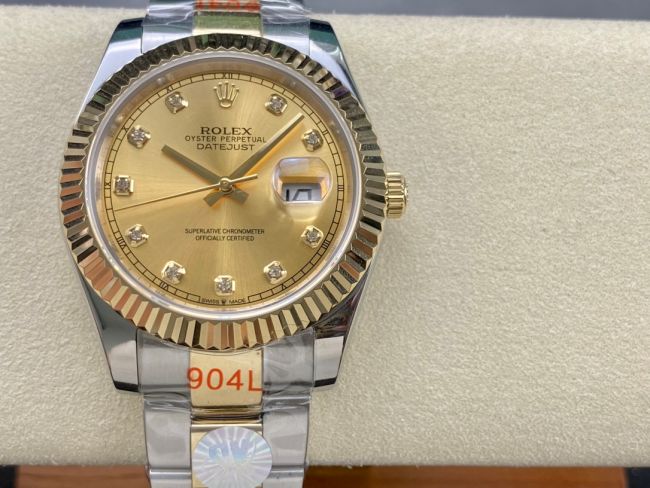 ロレックススーパーコピー デイトジャスト 41mm RX005“シャンパンダイヤル・ダイヤモンドインデックス” モデル  