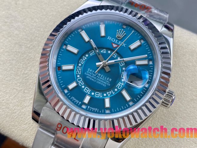 ロレックスコピー スカイ・ドウェラー 42mm 326934“ターコイズブルーダイヤル・リングコマンドベゼル” メンズモデル