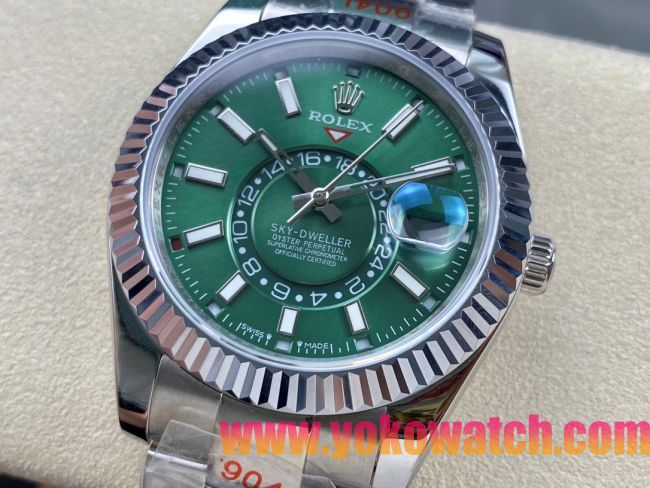 ロレックスコピー スカイ・ドウェラー 42mm 326934“エメラルドグリーンダイヤル・シルバーマークインデックス・904Lステンレス仕様” ユニセックスモデル