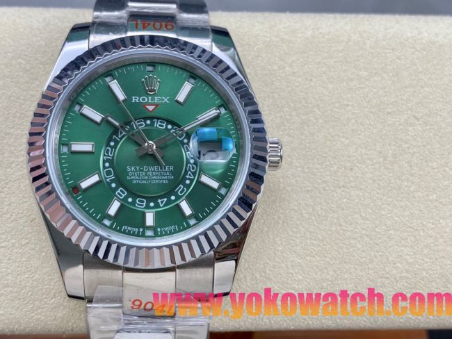 ロレックスコピー スカイ・ドウェラー 42mm 326934“エメラルドグリーンダイヤル・シルバーマークインデックス・904Lステンレス仕様” ユニセックスモデル