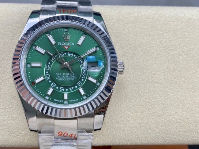 ロレックスコピー スカイ・ドウェラー 42mm 326934“エメラルドグリーンダイヤル・シルバーマークインデックス・904Lステンレス仕様” ユニセックスモデル