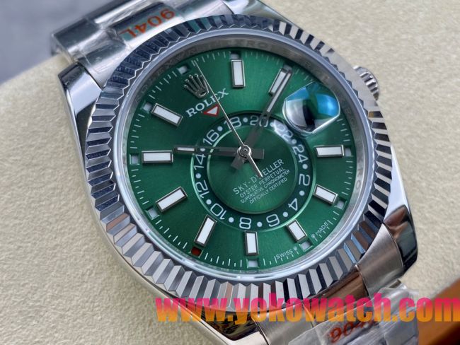 ロレックスコピー スカイ・ドウェラー 42mm 326934“エメラルドグリーンダイヤル・シルバーマークインデックス・904Lステンレス仕様” ユニセックスモデル
