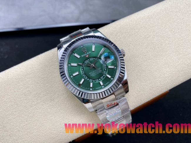 ロレックスコピー スカイ・ドウェラー 42mm 326934“エメラルドグリーンダイヤル・シルバーマークインデックス・904Lステンレス仕様” ユニセックスモデル