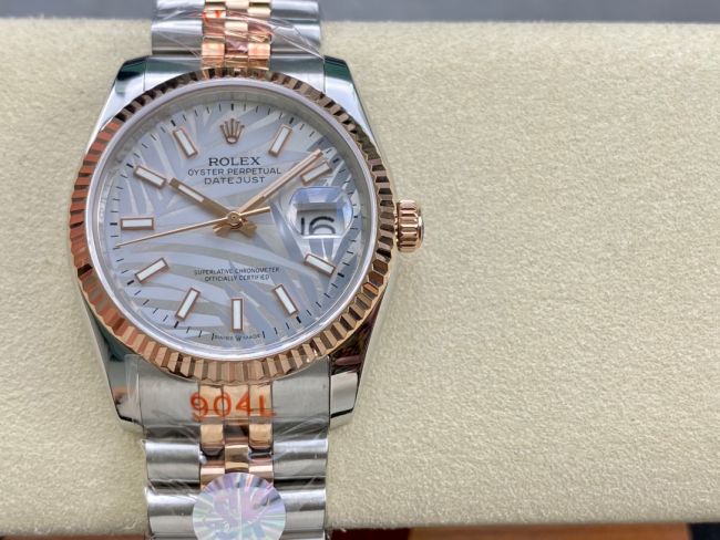 ロレックスコピー デイトジャスト 36mm 278271“ホワイトマザーオブパール文字盤・シルバーバトンインデックス＋18Kローズゴールドベゼル＆コンビブレスレット” レディース／ユニセックスモデル  