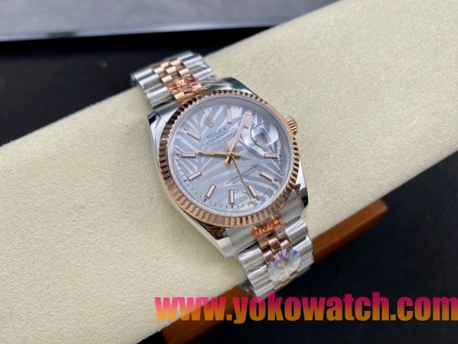 ロレックスコピー デイトジャスト 36mm 278271“ホワイトマザーオブパール文字盤・シルバーバトンインデックス＋18Kローズゴールドベゼル＆コンビブレスレット” レディース／ユニセックスモデル  