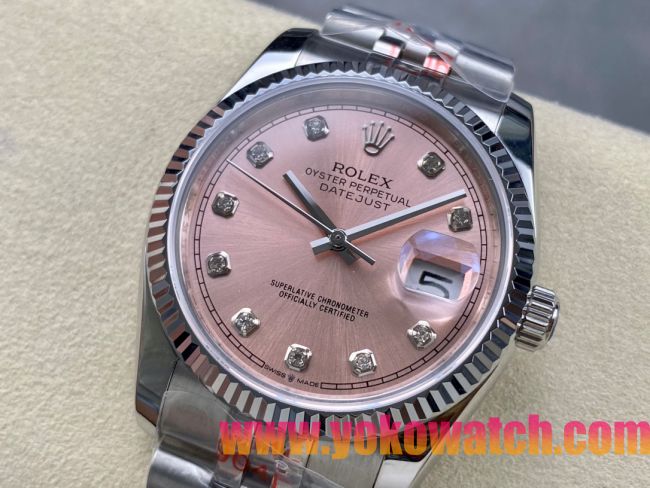 ロレックスコピー デイトジャスト 36mm 278274“ピンクマザーオブパール文字盤・ダイヤモンドインデックス＋904Lステンレスケース／ブレスレット” レディースモデル  
