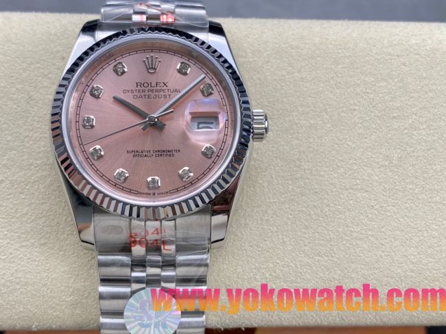 ロレックスコピー デイトジャスト 36mm 278274“ピンクマザーオブパール文字盤・ダイヤモンドインデックス＋904Lステンレスケース／ブレスレット” レディースモデル  
