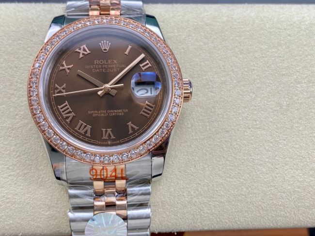 ロレックスコピー デイトジャスト 36mm 278274“チョコレート文字盤・ローズゴールドローマ数字インデックス＋ダイヤモンドベゼル（リングコマンド機能搭載）＋ツートーンブレスレット” レディース専用モデル