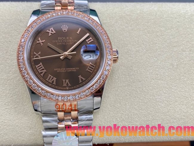 ロレックスコピー デイトジャスト 36mm 278274“チョコレート文字盤・ローズゴールドローマ数字インデックス＋ダイヤモンドベゼル（リングコマンド機能搭載）＋ツートーンブレスレット” レディース専用モデル