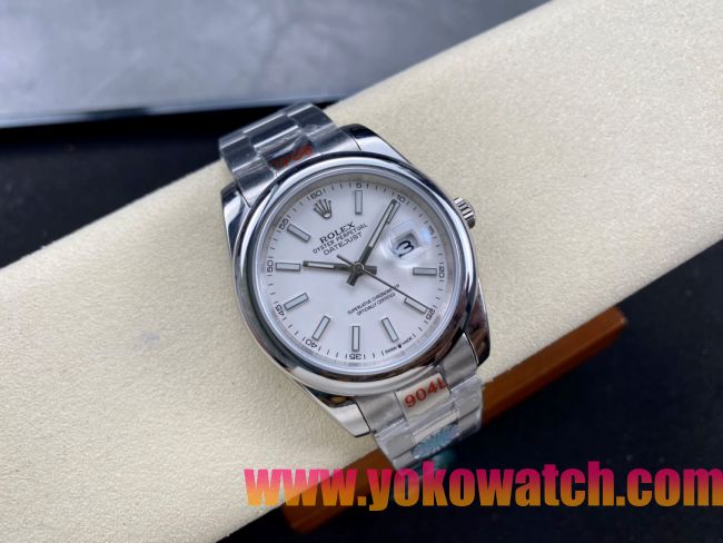 ロレックスコピー デイトジャスト（Datejust）41mm 126300“ホワイト文字盤・バトンインデックス＋リングコマンド機能搭載三角坑紋ベゼル＋ブレスレット” メンズ専用モデル