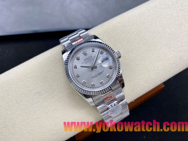 ロレックスコピー デイトジャスト（Datejust）36mm 278274“ダイヤモンドインデックス・ホワイト文字盤＋リングコマンド機能搭載三角坑紋ベゼル＋ブレスレット” レディース専用モデル