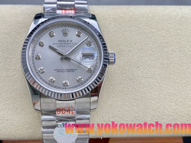 ロレックスコピー デイトジャスト（Datejust）36mm 278274“ダイヤモンドインデックス・ホワイト文字盤＋リングコマンド機能搭載三角坑紋ベゼル＋ブレスレット” レディース専用モデル