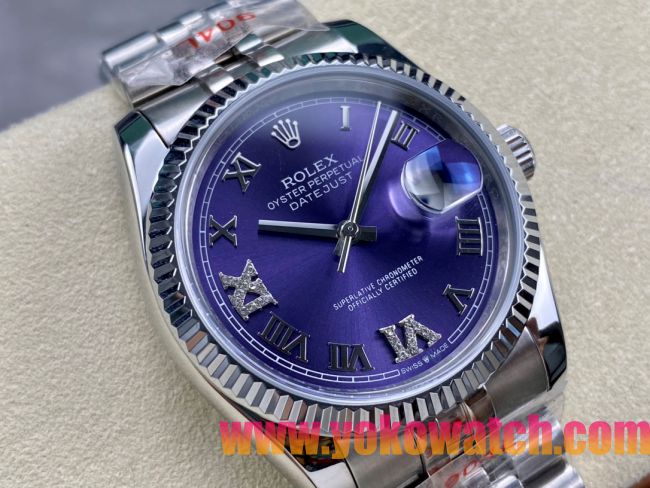 ロレックスコピー デイトジャスト（Datejust）36mm 278274“パープル文字盤・ダイヤモンドインデックス＋リングコマンド機能搭載三角坑紋ベゼル＋ブレスレット” レディース専用モデル