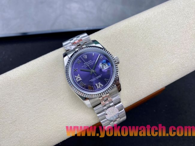 ロレックスコピー デイトジャスト（Datejust）36mm 278274“パープル文字盤・ダイヤモンドインデックス＋リングコマンド機能搭載三角坑紋ベゼル＋ブレスレット” レディース専用モデル