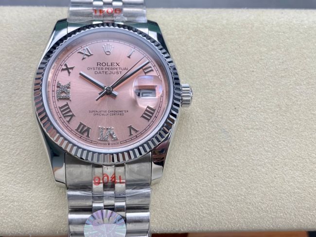 ロレックスコピー デイトジャスト（Datejust）36mm 278240“ピンク文字盤・ダイヤモンドインデックス＋リングコマンド機能搭載三角坑紋ベゼル＋ブレスレット” レディース専用モデル