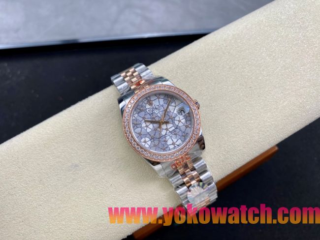 ロレックスコピー デイトジャスト（Datejust）31mm 279160“ダイヤモンド・フラワー文字盤・リングコマンド機能搭載三角坑紋ベゼル＋ブレスレット” レディース専用モデル