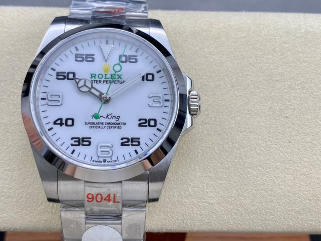 ロレックスコピー エアキング（Air-King）40mm 126900“ホワイト文字盤・緑色秒針＋インデックス” メンズ専用モデル