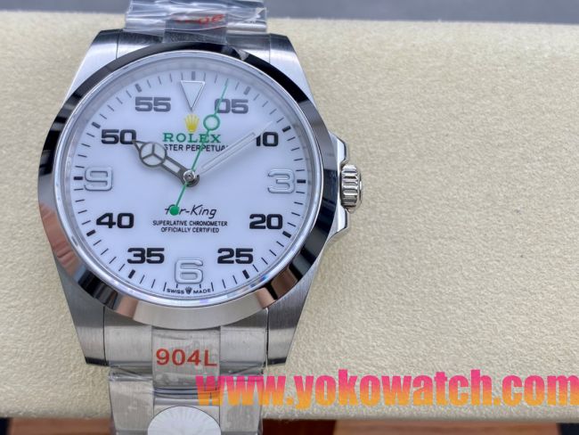 ロレックスコピー エアキング（Air-King）40mm 126900“ホワイト文字盤・緑色秒針＋インデックス” メンズ専用モデル