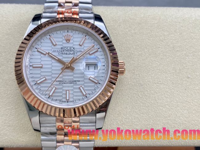 ロレックスコピー デイトジャスト（Datejust）41mm 278240“ホワイト・ハニカム文字盤・ローズゴールドベゼル＋ブレスレット” レディース専用モデル