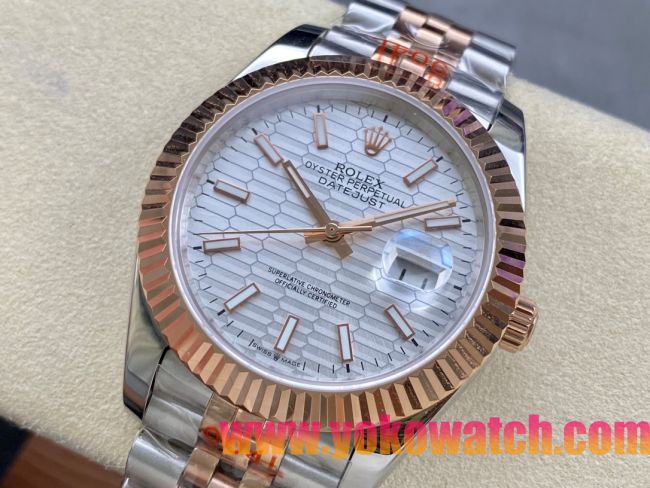 ロレックスコピー デイトジャスト（Datejust）41mm 278240“ホワイト・ハニカム文字盤・ローズゴールドベゼル＋ブレスレット” レディース専用モデル