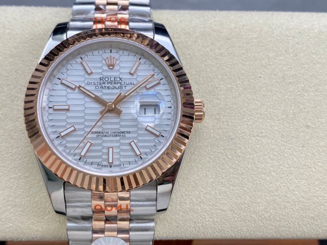 ロレックスコピー デイトジャスト（Datejust）41mm 278240“ホワイト・ハニカム文字盤・ローズゴールドベゼル＋ブレスレット” レディース専用モデル