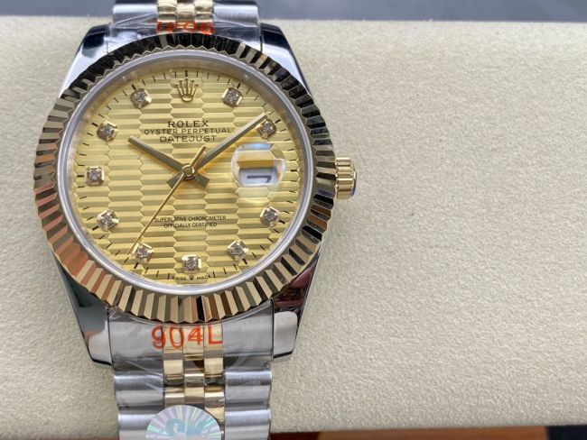ロレックスコピー デイトジャスト（Datejust）41mm 278240“ゴールド・ハニカム文字盤・ダイヤモンドインデックス＋リングコマンド機能搭載三角坑紋ベゼル＋ブレスレット” レディース専用モデル