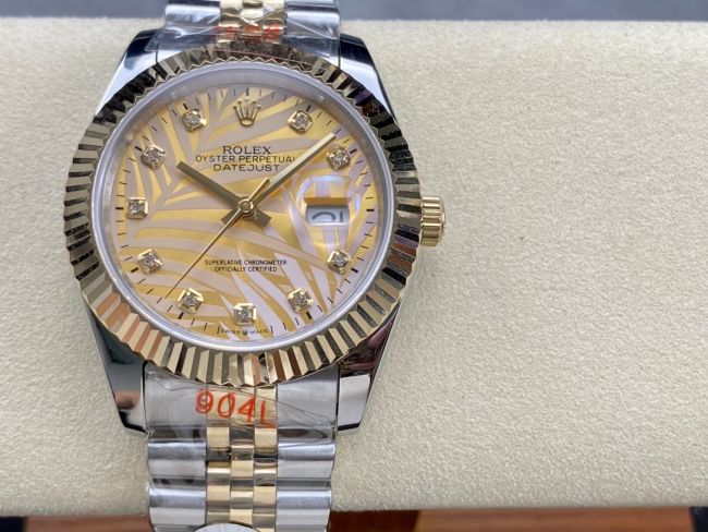 ロレックスコピー デイトジャスト（Datejust）41mm 278240“ゴールド・サンレイ文字盤・ダイヤモンドインデックス＋リングコマンド機能搭載三角坑紋ベゼル＋ブレスレット” レディース専用モデル