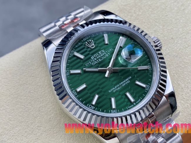 ロレックスコピー デイトジャスト（Datejust）41mm 278240“グリーン・ハニカム文字盤・バトン型インデックス＋リングコマンド機能搭載三角坑紋ベゼル＋ブレスレット” レディース専用モデル