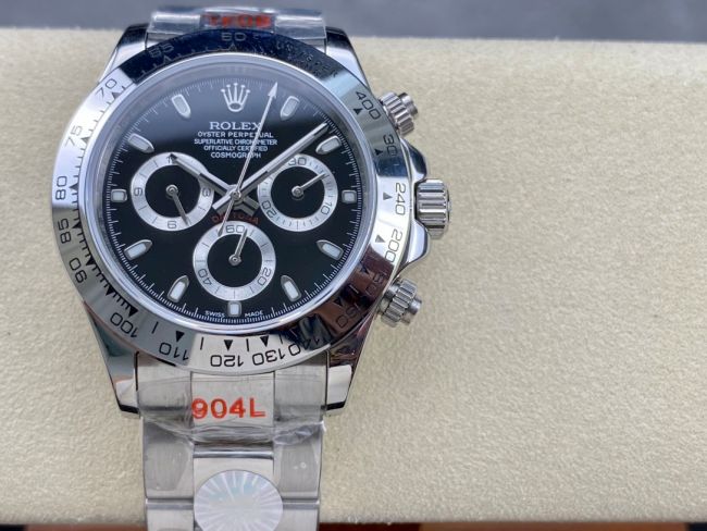 ロレックスコピー デイトナ（Cosmograph Daytona）40mm 116520“ブラック・ダイヤル・ホワイト・サブダイヤル＋ポリッシュベゼル＋オイスターブレスレット” レディース専用モデル  