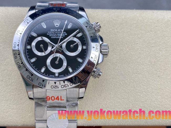 ロレックスコピー デイトナ（Cosmograph Daytona）40mm 116520“ブラック・ダイヤル・ホワイト・サブダイヤル＋ポリッシュベゼル＋オイスターブレスレット” レディース専用モデル  