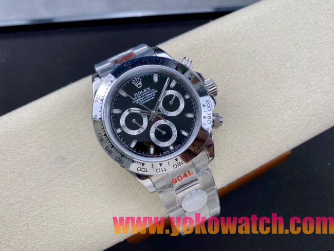ロレックスコピー デイトナ（Cosmograph Daytona）40mm 116520“ブラック・ダイヤル・ホワイト・サブダイヤル＋ポリッシュベゼル＋オイスターブレスレット” レディース専用モデル  