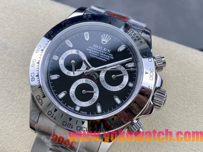 ロレックスコピー デイトナ（Cosmograph Daytona）40mm 116520“ブラック・ダイヤル・ホワイト・サブダイヤル＋ポリッシュベゼル＋オイスターブレスレット” レディース専用モデル  