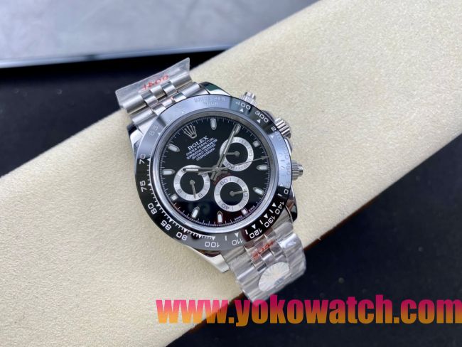 ロレックスコピー コスモグラフ デイトナ（Cosmograph Daytona）40mm 116520“ブラック・ダイヤル・シルバー・サブダイヤル＋ブラック・セラミックベゼル＋オイスターブレスレット” レディース専用モデル