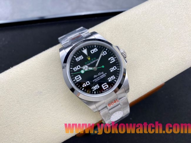 ロレックスコピー エアキング（Air-King）40mm 126900“ブラック・ダイヤル＋グリーン・セコンドハンド＋オイスターブレスレット” レディース専用モデル