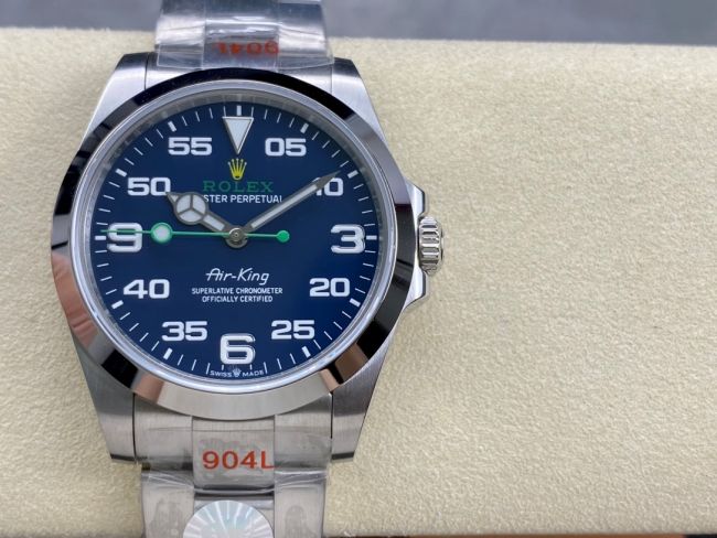 ロレックスコピー エアキング（Air-King）40mm 126900“ブルー・ダイヤル＋グリーン・セコンドハンド＋オイスターブレスレット” レディース専用モデル